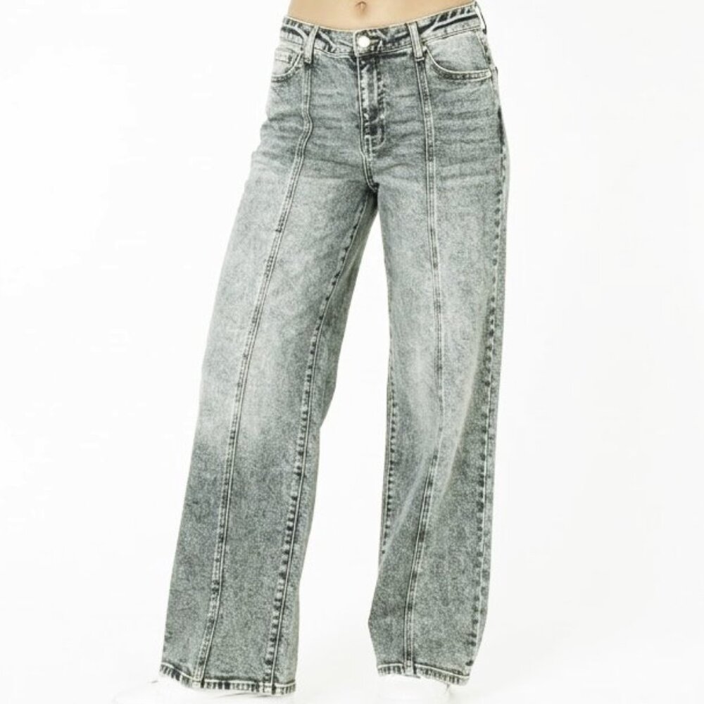ReGeneration High Rise Wide Leg Jeans Sz 11 Vintage Wash Front Seam Denim